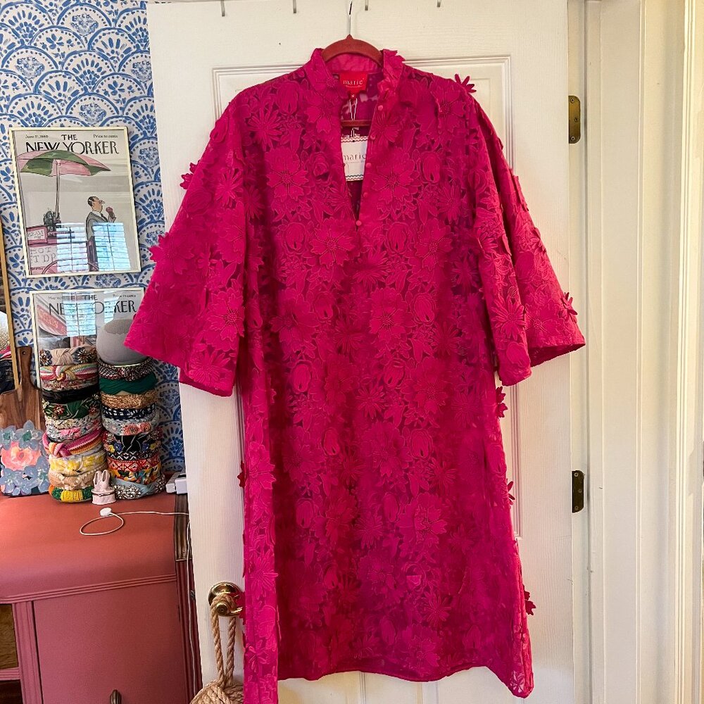 Marié by Victoria Dunn Fuschia Pink Midi Caftan Dress - NWT, Size Medium